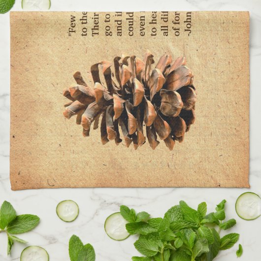 Pine Cone en John Muir Quote Theedoek (Gevouwen)