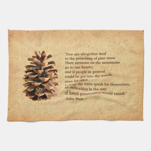 Pine Cone en John Muir Quote Theedoek (Horizontaal)