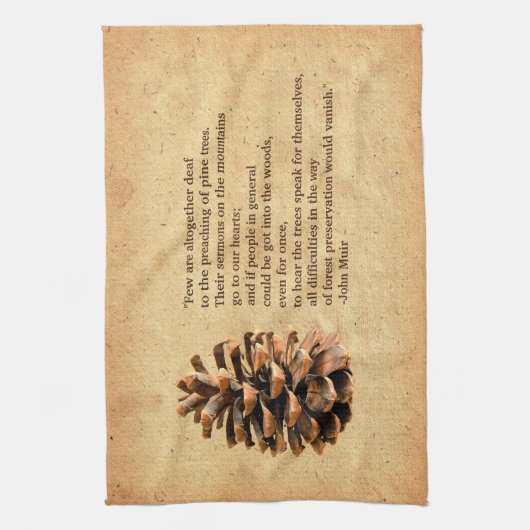 Pine Cone en John Muir Quote Theedoek (Verticaal)
