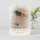 Pine Cone en Napkin Wedding Invitation Kaart (Staand voorkant)