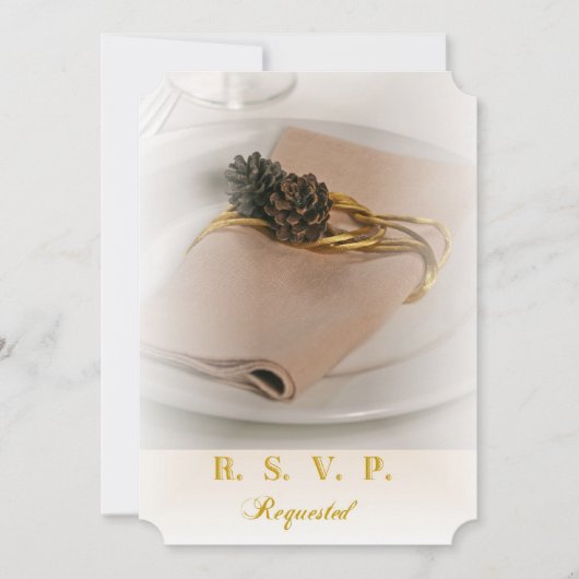 Pine Cone en Napkin Wedding Invitation Kaart (Voorkant)