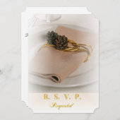 Pine Cone en Napkin Wedding Invitation Kaart (Voorkant / Achterkant)