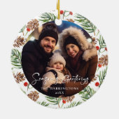 Pine Cone Familie Vakantie Foto Ornament (Achterkant)