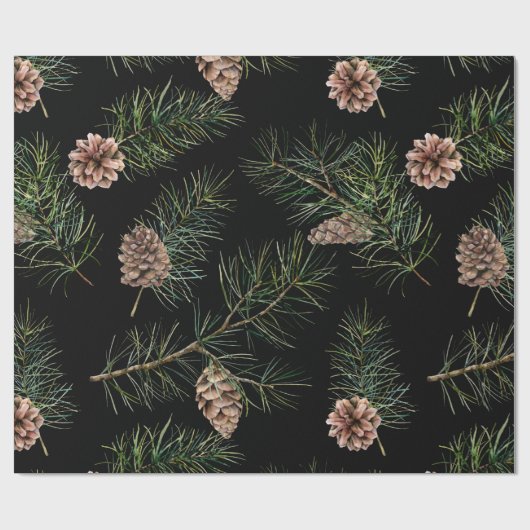 Pine Cone/Fir Pattern Cadeaupapier (Vlak)
