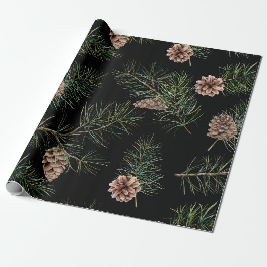 Pine Cone/Fir Pattern Cadeaupapier (Uitgerold)