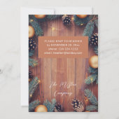 Pine Cone & Gold Ornament Rustic Holiday Party Kaart (Achterkant)