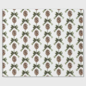 Pine Cone Green Bow Christmas   Cadeaupapier (Vlak)