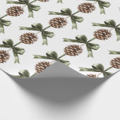 Pine Cone Green Bow Christmas   Cadeaupapier (Hoek)