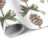 Pine Cone Green Bow Christmas   Cadeaupapier (Rol Hoek)