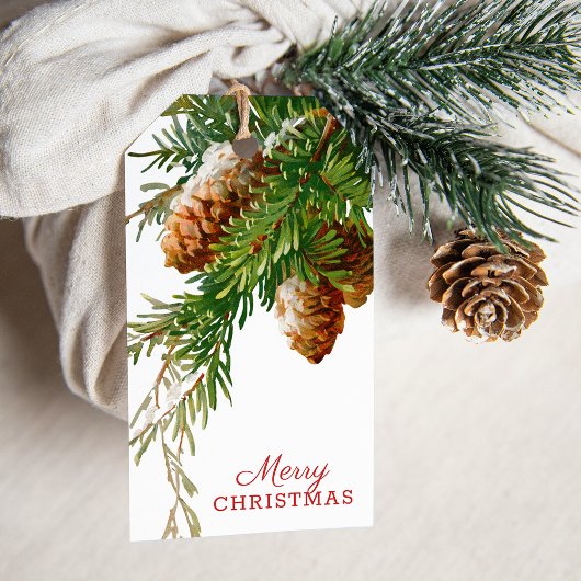 Pine Cone Greenery Holiday Gift Labels Cadeaulabel