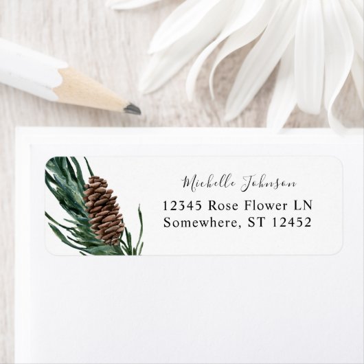 Pine Cone & Greenery Return Address Label (Insitu)