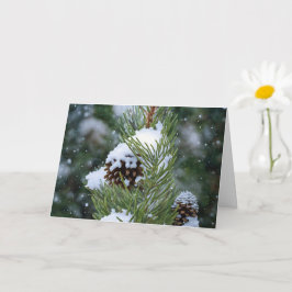 Pine Cone In De Sneeuw Kunst Kerstvakantie Kaart