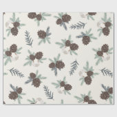  Pine Cone Kerstfeestdag Greenery Cadeaupapier (Vlak)