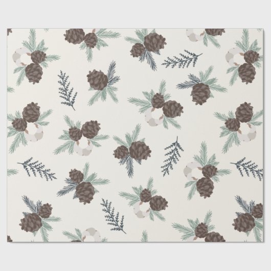  Pine Cone Kerstfeestdag Greenery Cadeaupapier (Vlak)