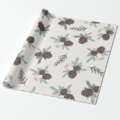 Pine Cone Kerstfeestdag Greenery Cadeaupapier (Uitgerold)