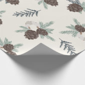 Pine Cone Kerstfeestdag Greenery Cadeaupapier (Hoek)