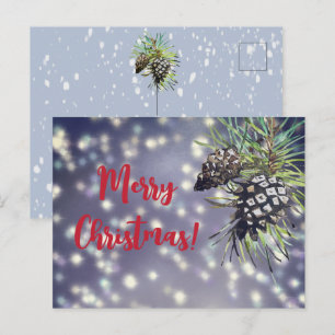 Pine cone kerstkaart briefkaart