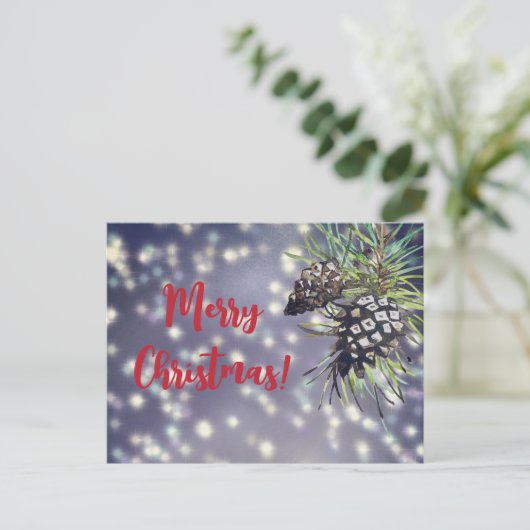 Pine cone kerstkaart briefkaart (Staand voorkant)