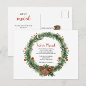 Pine Cone Krans We hebben Verplaatst Vakantie Aank Briefkaart (Voorkant / Achterkant)