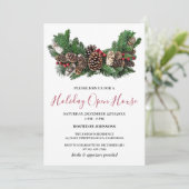 Pine Cone & Leaves Kerstfeestay Open House Kaart (Staand voorkant)