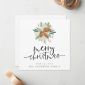 Pine Cone Merry Christmas Holiday Kaart Notitiekaartje (Voorkant / Achterkant in situ)