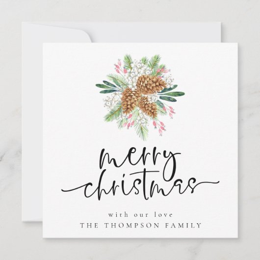 Pine Cone Merry Christmas Holiday Kaart Notitiekaartje (Voorkant)