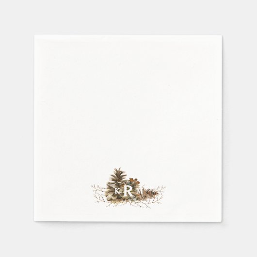 Pine Cone Monogram Cocktail Servet (Voorkant)