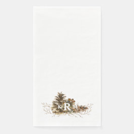 Pine Cone Monogram Guest Napkins Servet