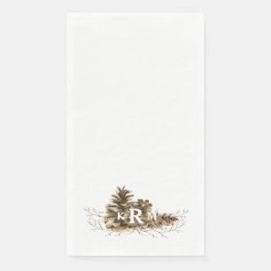 Pine Cone Monogram Guest Napkins Servet