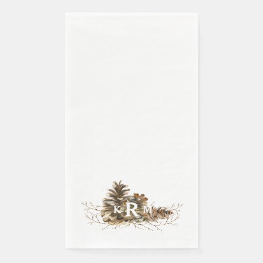 Pine Cone Monogram Guest Napkins Servet (Voorkant)