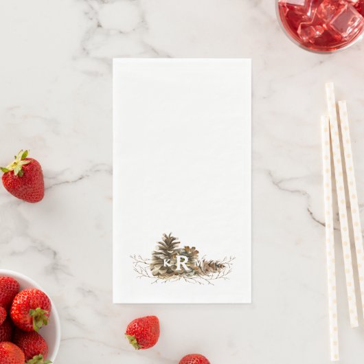 Pine Cone Monogram Guest Napkins Servet (Insitu)