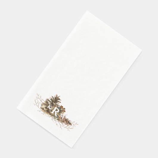 Pine Cone Monogram Guest Napkins Servet (Hoek)