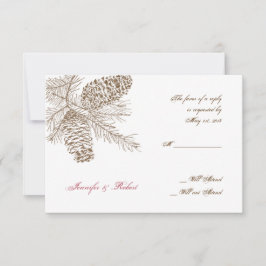 Pine Cone Natuur Bruiloft Reactie Kaart