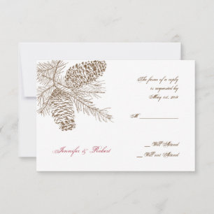 Pine Cone Natuur Bruiloft Reactie Kaart