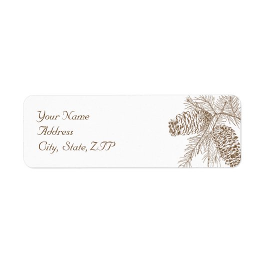 Pine Cone Natuur Bruiloft Retouradres Etiket (Voorkant)