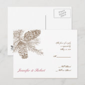 Pine Cone Natuur Bruiloft RSVP Briefkaart (Voorkant / Achterkant)