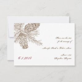 Pine Cone Natuur Bruiloft Save the Date