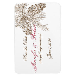 Pine Cone Natuur Bruiloft Save the Date Magneet