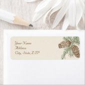 Pine Cone Natuur op Cream Bruiloft Retouradres Etiket (Insitu)