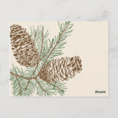 Pine Cone Natuur op Cream Trouwtafel Nummer Briefkaart (Achterkant)