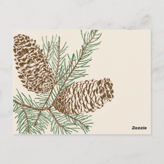 Pine Cone Natuur op Cream Trouwtafel Nummer Briefkaart (Achterkant)