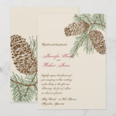Pine Cone Natuur op Cream Wedding Invitation Kaart (Voorkant / Achterkant)