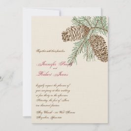 Pine Cone Natuur op Cream Wedding Invitation Kaart
