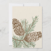 Pine Cone Natuur op Cream Wedding Invitation Kaart (Achterkant)