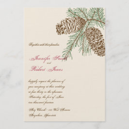 Pine Cone Natuur op Cream Wedding Invitation Kaart