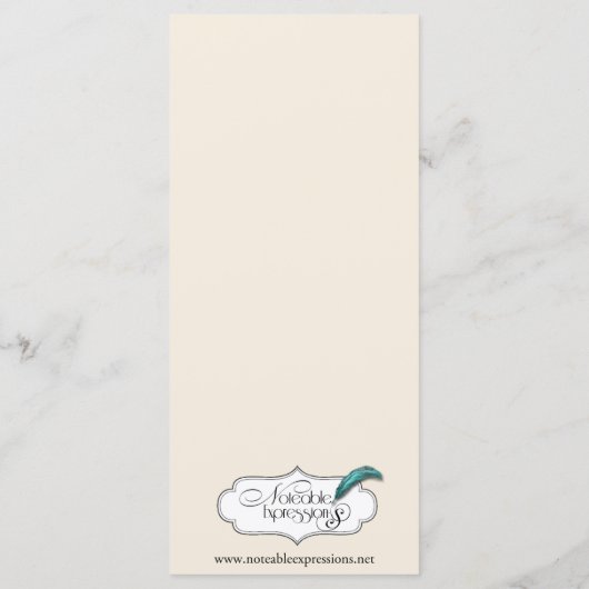 Pine Cone Natuur op Cream Wedding Menu (Achterkant)