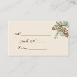 Pine Cone Natuur op Cream Wedding Place Card Plaatskaartje
