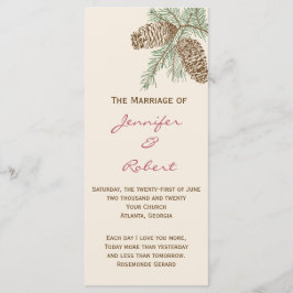 Pine Cone Natuur op Cream Wedding Program Programmakaart