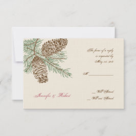 Pine Cone Natuur op Cream Wedding Response Kaart