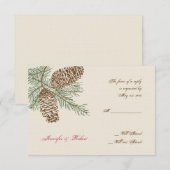 Pine Cone Natuur op Cream Wedding Response Kaart (Voorkant / Achterkant)